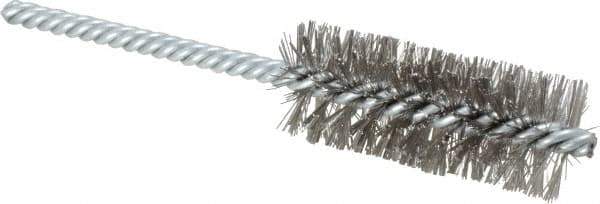 Weiler - 1" Diam Helical Stainless Steel Tube Brush - Double Spiral, 0.0104" Filament Diam, 2-1/2" Brush Length, 5-1/2" OAL, 1/4" Diam Shank - Industrial Tool & Supply