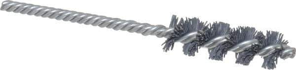 Weiler - 5/8" Diam Helical Nylon Tube Brush - Single Spiral, 0.022" Filament Diam, 2" Brush Length, 5" OAL, 7/32" Diam Shank - Industrial Tool & Supply