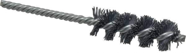 Weiler - 7/8" Diam Helical Nylon Tube Brush - Single Spiral, 0.022" Filament Diam, 2-1/2" Brush Length, 5-1/2" OAL, 1/4" Diam Shank - Industrial Tool & Supply