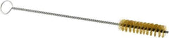 Weiler - 2" Long x 1/2" Diam Brass Hand Tube Brush - Single Spiral, 8" OAL, 0.004" Wire Diam, 1/8" Shank Diam - Industrial Tool & Supply