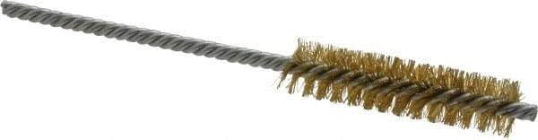 Weiler - 1/2" Diam Helical Brass Tube Brush - Double Spiral, 0.006" Filament Diam, 2" Brush Length, 5" OAL, 5/32" Diam Shank - Industrial Tool & Supply