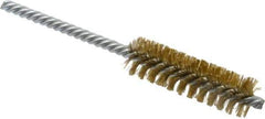 Weiler - 3/4" Diam Helical Brass Tube Brush - Double Spiral, 0.006" Filament Diam, 2-1/2" Brush Length, 5-1/2" OAL, 1/4" Diam Shank - Industrial Tool & Supply