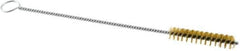 Weiler - 2" Long x 3/8" Diam Brass Hand Tube Brush - Single Spiral, 8" OAL, 0.004" Wire Diam, 1/8" Shank Diam - Industrial Tool & Supply
