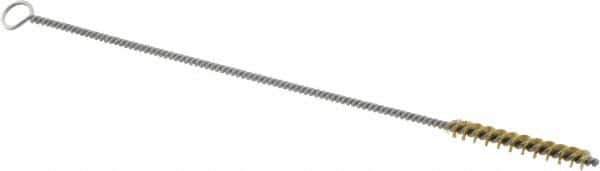 Weiler - 1-1/2" Long x 3/16" Diam Brass Hand Tube Brush - Single Spiral, 7" OAL, 0.003" Wire Diam, 3/32" Shank Diam - Industrial Tool & Supply
