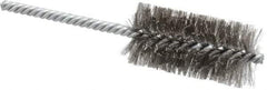 Weiler - 1-1/4" Diam Helical Stainless Steel Tube Brush - Double Spiral, 0.006" Filament Diam, 2-1/2" Brush Length, 5-1/2" OAL, 1/4" Diam Shank - Industrial Tool & Supply