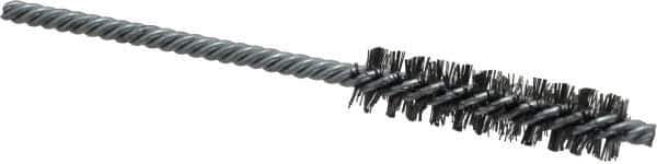 Weiler - 1/2" Diam Helical Steel Tube Brush - Double Spiral, 0.0104" Filament Diam, 2" Brush Length, 5" OAL, 5/32" Diam Shank - Industrial Tool & Supply