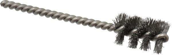 Weiler - 5/8" Diam Helical Steel Tube Brush - 0.008" Filament Diam, 1" Brush Length, 3-1/2" OAL, 3/16" Diam Stainless Steel Shank - Industrial Tool & Supply