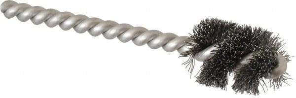 Weiler - 3/4" Diam Helical Steel Tube Brush - 0.008" Filament Diam, 1" Brush Length, 3-1/2" OAL, 7/32" Diam Stainless Steel Shank - Industrial Tool & Supply