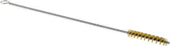 Weiler - 1-1/2" Long x 1/4" Diam Brass Hand Tube Brush - Single Spiral, 7" OAL, 0.003" Wire Diam, 3/32" Shank Diam - Industrial Tool & Supply