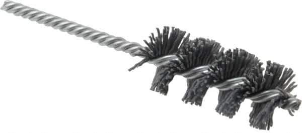 Weiler - 1-1/8" Diam Helical Nylon Tube Brush - Single Spiral, 0.035" Filament Diam, 2-1/2" Brush Length, 5-1/2" OAL, 1/4" Diam Shank - Industrial Tool & Supply