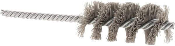 Weiler - 1-1/8" Diam Helical Nylon Tube Brush - Single Spiral, 0.012" Filament Diam, 2-1/2" Brush Length, 5-1/2" OAL, 1/4" Diam Shank - Industrial Tool & Supply