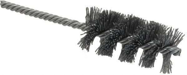 Weiler - 1-1/4" Diam Helical Nylon Tube Brush - Single Spiral, 0.022" Filament Diam, 2-1/2" Brush Length, 5-1/2" OAL, 1/4" Diam Shank - Industrial Tool & Supply