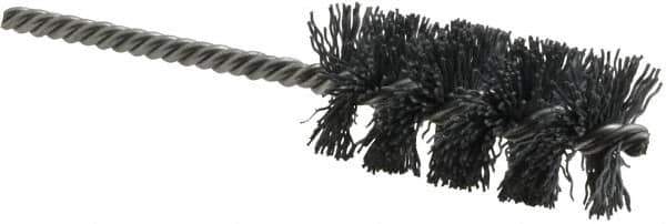 Weiler - 1-1/4" Diam Helical Nylon Tube Brush - Single Spiral, 0.022" Filament Diam, 2-1/2" Brush Length, 5-1/2" OAL, 1/4" Diam Shank - Industrial Tool & Supply