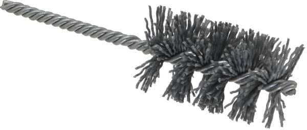 Weiler - 1-1/2" Diam Helical Nylon Tube Brush - Single Spiral, 0.035" Filament Diam, 2-1/2" Brush Length, 5-1/2" OAL, 1/4" Diam Shank - Industrial Tool & Supply