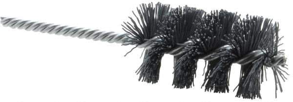 Weiler - 1-1/2" Diam Helical Nylon Tube Brush - Single Spiral, 0.022" Filament Diam, 2-1/2" Brush Length, 5-1/2" OAL, 1/4" Diam Shank - Industrial Tool & Supply