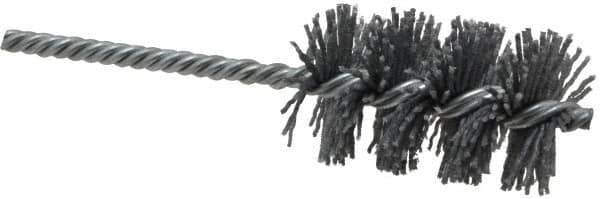 Weiler - 1-1/2" Diam Helical Nylon Tube Brush - Single Spiral, 0.04" Filament Diam, 2-1/2" Brush Length, 5-1/2" OAL, 1/4" Diam Shank - Industrial Tool & Supply