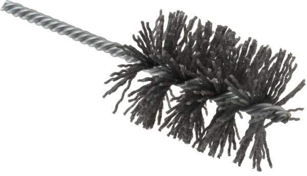 Weiler - 2" Diam Helical Nylon Tube Brush - Single Spiral, 0.04" Filament Diam, 2-1/2" Brush Length, 5-1/2" OAL, 1/4" Diam Shank - Industrial Tool & Supply
