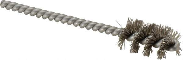 Weiler - 9/16" Diam Helical Stainless Steel Tube Brush - 0.0104" Filament Diam, 1" Brush Length, 3-1/2" OAL, 3/16" Diam Stainless Steel Shank - Industrial Tool & Supply