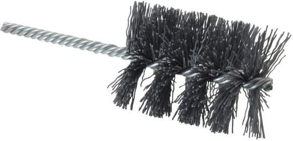 Weiler - 2" Diam Helical Nylon Tube Brush - Single Spiral, 0.022" Filament Diam, 2-1/2" Brush Length, 5-1/2" OAL, 1/4" Diam Shank - Industrial Tool & Supply