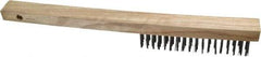 Weiler - 4 Rows x 18 Columns Curved Handle Steel Scratch Brush - 6" Brush Length, 14" OAL, 1" Trim Length, Wood Curved Handle - Industrial Tool & Supply