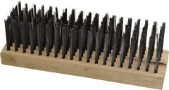 Weiler - 6 Rows x 19 Columns Steel Scratch Brush - 7" Brush Length, 7-1/4" OAL, 1-5/8" Trim Length, Wood Straight Handle - Industrial Tool & Supply