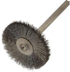 Weiler - 1" OD, 1/8" Shank Diam, Crimped Stainless Steel Wheel Brush - 5/16" Trim Length, 0.003" Filament Diam, 37,000 RPM - Industrial Tool & Supply