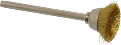 Weiler - 5/8" Diam, 1/8" Shank Crimped Wire Brass Cup Brush - 0.003" Filament Diam, 1/4" Trim Length, 37,000 Max RPM - Industrial Tool & Supply