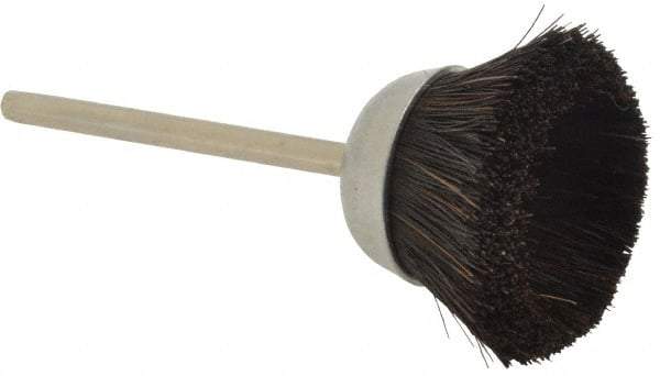 Weiler - 1" Diam, 1/8" Shank Straight Wire Hair Cup Brush - 0.003" Filament Diam, 7/16" Trim Length, 25,000 Max RPM - Industrial Tool & Supply