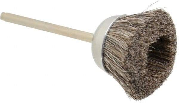 Weiler - 1" Diam, 1/8" Shank Straight Wire Hair Cup Brush - 0.003" Filament Diam, 7/16" Trim Length, 25,000 Max RPM - Industrial Tool & Supply