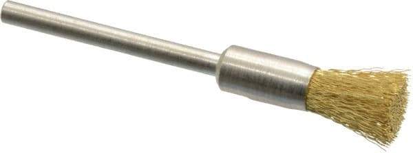 Weiler - 1/4" Brush Diam, Crimped, End Brush - 1/8" Diam Shank, 37,000 Max RPM - Industrial Tool & Supply