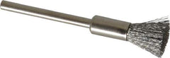 Weiler - 1/4" Brush Diam, Crimped, End Brush - 1/8" Diam Shank, 37,000 Max RPM - Industrial Tool & Supply