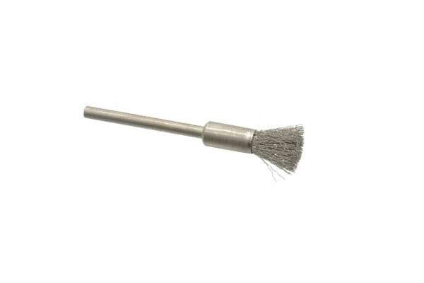 Weiler - 1/4" Brush Diam, Crimped, End Brush - 1/8" Diam Shank, 37,000 Max RPM - Industrial Tool & Supply