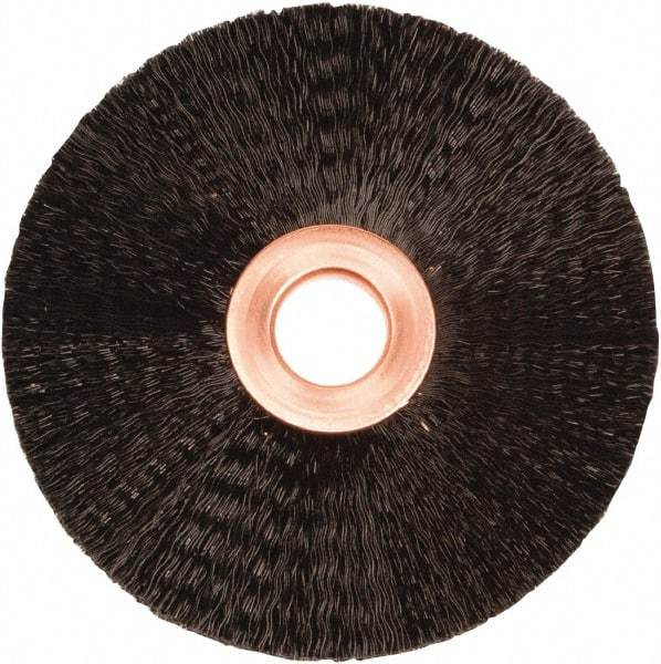 Weiler - 3" OD, 1/2" Arbor Hole, Nylon Wheel Brush - 3/8" Face Width, 1" Trim Length, 0.01" Filament Diam, 20,000 RPM - Industrial Tool & Supply