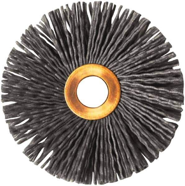 Weiler - 3" OD, 1/2" Arbor Hole, Nylon Wheel Brush - 1/2" Face Width, 1" Trim Length, 0.035" Filament Diam, 10,000 RPM - Industrial Tool & Supply