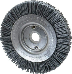 Weiler - 3" OD, 1/2" Arbor Hole, Crimped Nylon Wheel Brush - 3/8" Face Width, 1/2" Trim Length, 0.04" Filament Diam, 6,000 RPM - Industrial Tool & Supply