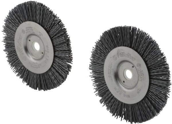 Weiler - 4" OD, 1/2" Arbor Hole, Nylon Wheel Brush - 1/2" Face Width, 7/8" Trim Length, 0.035" Filament Diam, 6,000 RPM - Industrial Tool & Supply