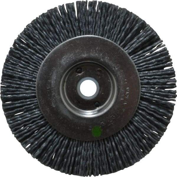 Weiler - 4" OD, 1/2" Arbor Hole, Crimped Nylon Wheel Brush - 1/2" Face Width, 7/8" Trim Length, 0.04" Filament Diam, 6,000 RPM - Industrial Tool & Supply