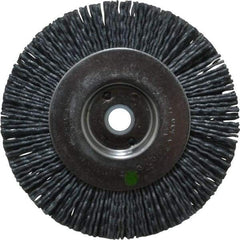 Weiler - 4" OD, 1/2" Arbor Hole, Crimped Nylon Wheel Brush - 1/2" Face Width, 7/8" Trim Length, 0.04" Filament Diam, 6,000 RPM - Industrial Tool & Supply