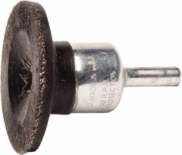 Weiler - 1-3/4" Brush Diam, Encapsulated, Crimped, Flared End Brush - 1/4" Diam Shank, 25,000 Max RPM - Industrial Tool & Supply