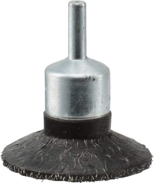 Weiler - 2" Brush Diam, Encapsulated, Crimped, Flared End Brush - 1/4" Diam Shank, 20,000 Max RPM - Industrial Tool & Supply
