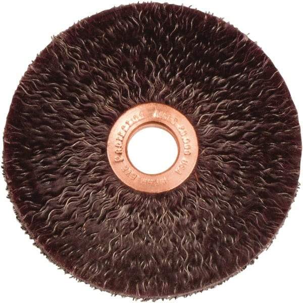 Weiler - 3" OD, 1/2" Arbor Hole, Crimped Steel Wheel Brush - 1/4" Face Width, 1" Trim Length, 0.0118" Filament Diam, 20,000 RPM - Industrial Tool & Supply