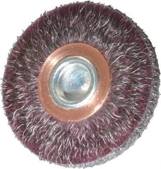 Weiler - 2" OD, 1/4" Shank Diam, Crimped Steel Wheel Brush - 1/4" Face Width, 1/2" Trim Length, 0.0118" Filament Diam, 20,000 RPM - Industrial Tool & Supply