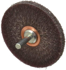 Weiler - 3" OD, 1/4" Shank Diam, Crimped Steel Wheel Brush - 1/4" Face Width, 1" Trim Length, 0.0118" Filament Diam, 20,000 RPM - Industrial Tool & Supply