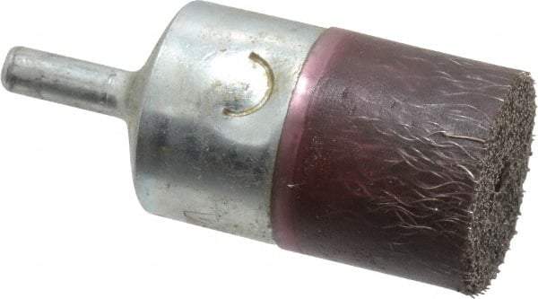Weiler - 1" OD, 1/4" Shank Diam, Crimped Steel Wheel Brush - 7/8" Trim Length, 0.0104" Filament Diam, 14,000 RPM - Industrial Tool & Supply