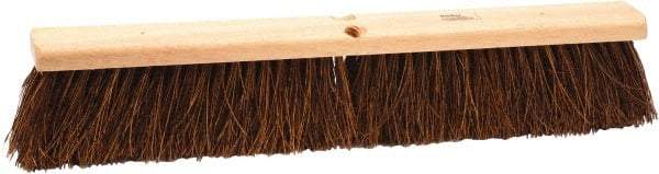 Weiler - 18" Rough Surface Palmyra Push Broom - 4" Bristle Length, Wood Block, Threaded Handle Connection, Handle Sold Separately - Industrial Tool & Supply