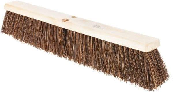 Weiler - 24" Rough Surface Palmyra Push Broom - 4" Bristle Length, Wood Block, Threaded Handle Connection, Handle Sold Separately - Industrial Tool & Supply