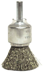 Weiler - 3/4" Brush Diam, Crimped, End Brush - 1/4" Diam Shank, 22,000 Max RPM - Industrial Tool & Supply