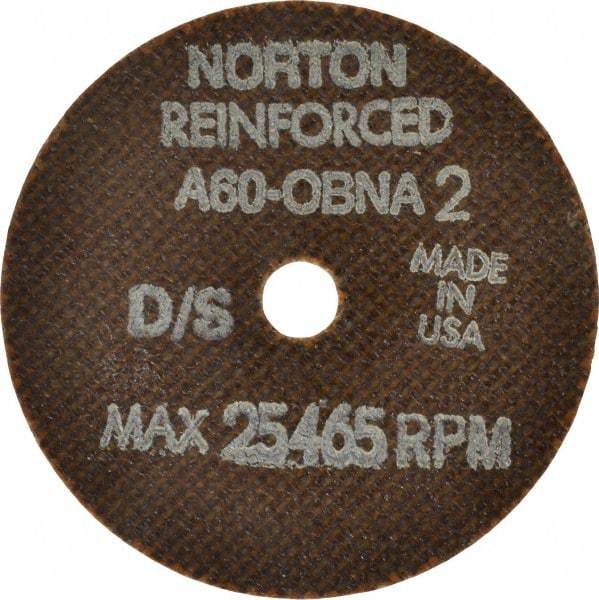 Norton - 3" 60 Grit Aluminum Oxide Cutoff Wheel - 0.06" Thick, 3/8" Arbor, 25,465 Max RPM, Use with Die Grinders - Industrial Tool & Supply