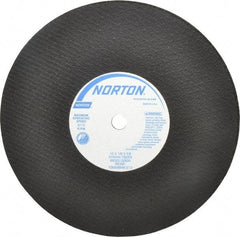 Norton - 10" 24 Grit Aluminum Oxide Cutoff Wheel - 1/8" Thick, 5/8" Arbor, 6,110 Max RPM, Use with Stationary Tools - Industrial Tool & Supply