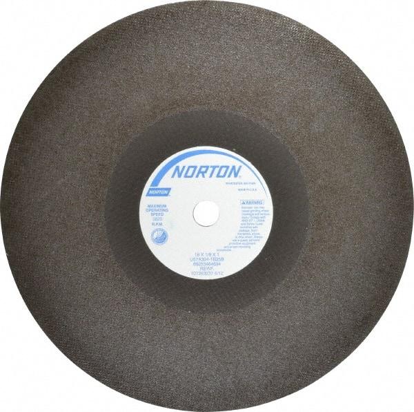 Norton - 16" 30 Grit Aluminum Oxide Cutoff Wheel - 1/8" Thick, 1" Arbor, 3,820 Max RPM, Use with Stationary Tools - Industrial Tool & Supply